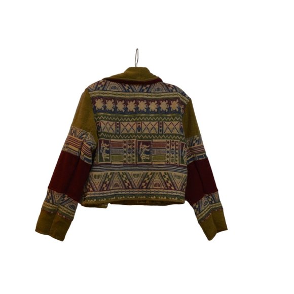 NEW IDENTITY Cotton-Wool India Coat-Jacket Retro Animal Graphic Patterns L - Picture 2 of 5